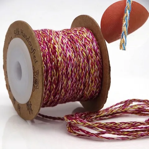 Handgefertigte Geflochtene Baumwollschnur Dreisträngig Handgedrehtes Mehrfarbiges DIY Schmuckherstellung Quasten Armband Seil