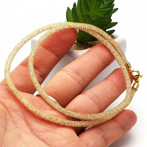 Stainless Steel Mesh Tube Necklace With 925 Sterling Silver Clasp Rhinestone Austrian Crystal Woven Stardust Jewelry For Women