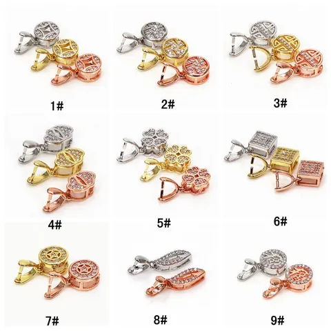 Copper Rhinestone Pendant Clasp Pinch Bails DIY Jewelry Findings For Jade Crystal Connector Rose Gold White Gold Tone Electroplated Hook