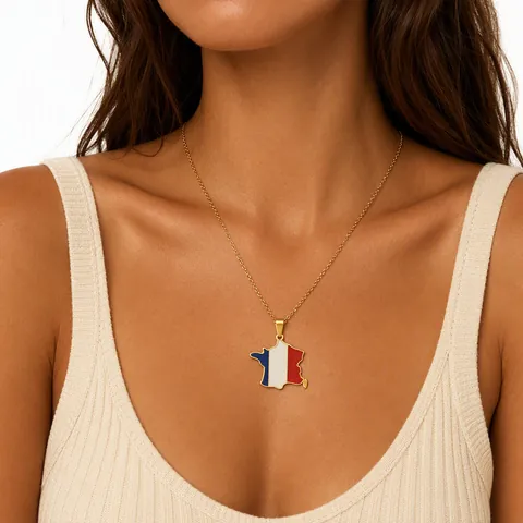 Collar con Colgante de Mapa del Mundo de Acero Inoxidable para Mujeres Hombres Bandera Nacional Esmalte Recuerdo de Viaje Joyería Accesorios de Moda