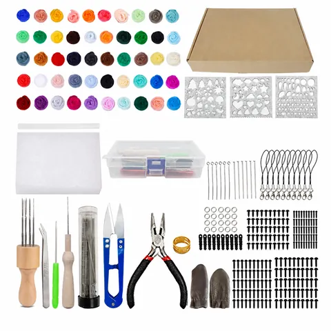 DIY Σετ Φελτ με Βελόνα Σετ Μαλλί Με Κουτί Αποθήκευσης Εργαλείων 66S Πολύχρωμο Μαλλί για Χειροποίητο Δώρο Στολίδι