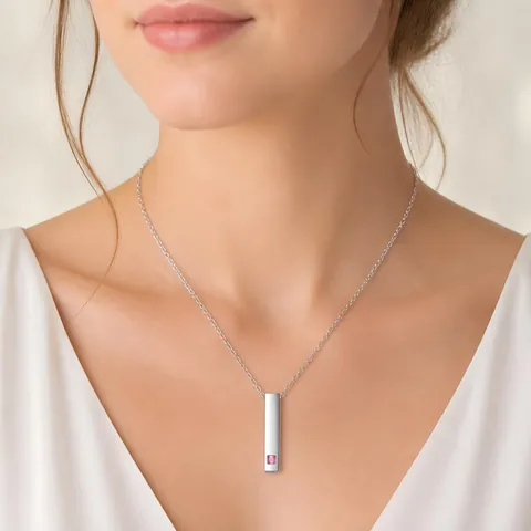 Minimalist 304 Stainless Steel Pendant Necklace With Blue Pink Rhinestone Inlaid Geometric Couple Jewelry For Men Women