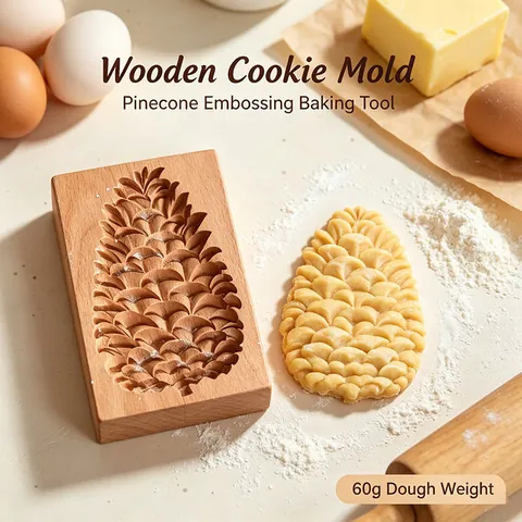 Wooden Cookie Mold Cutter Embossed Beech Wood Biscuit Press DIY Baking 3D Flower Animal Pattern Gingerbread