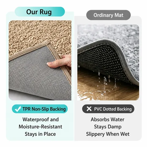 Tappeto Bagno Super Assorbente Ag+ Antibatterico Fondo TPR Antiscivolo Microfibra Morbido Peluche Per Doccia Moderno