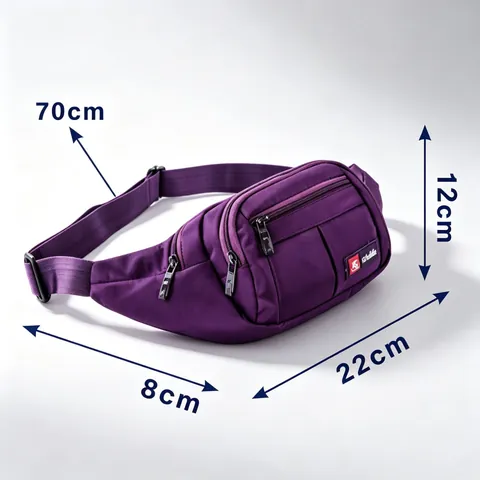 Men Waist Bag Oxford Nylon Waterproof Multi Pocket Fanny Pack Crossbody Sling Bag Outdoor Running Cycling Travel Casual