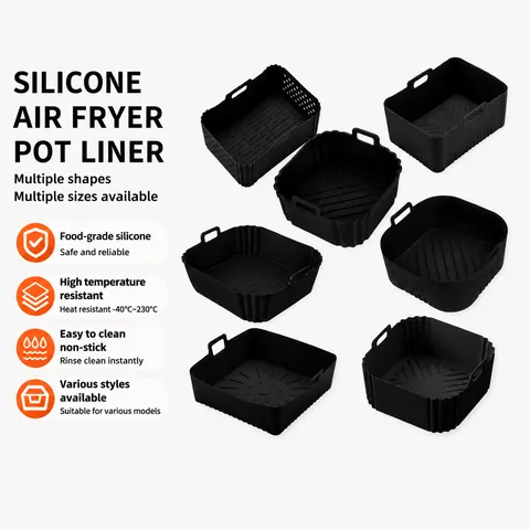Panier Silicone Pour Friteuse À Air Réutilisable Qualité Alimentaire Résistant À Chaleur Plat Cuisson Avec Poignées