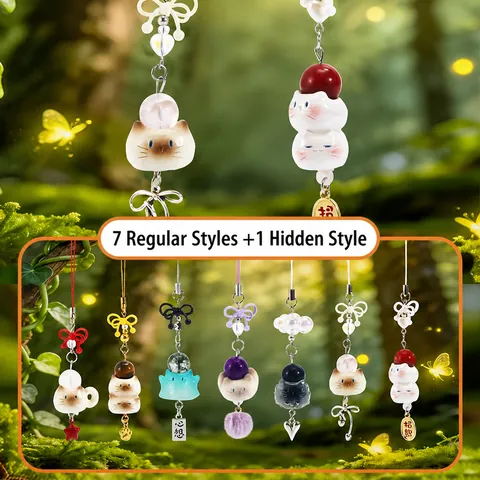Mignon Chat en Résine Pendentif Porte Clés Boîte Mystère Kawaii Chatton Charme Sac Pour Filles Cadeau Anniversaire Fête Décoration Bureau