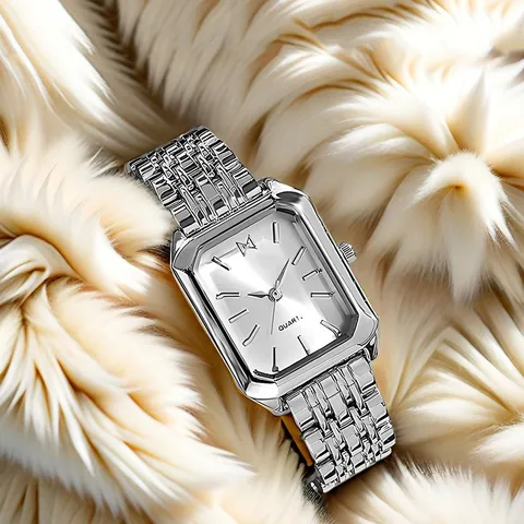 Elegant Dames Quartz Horloge Achtkantig Rechthoekig Legering Kast Roestvrij Stalen Band Mode Minimalistisch Dames Polshorloge