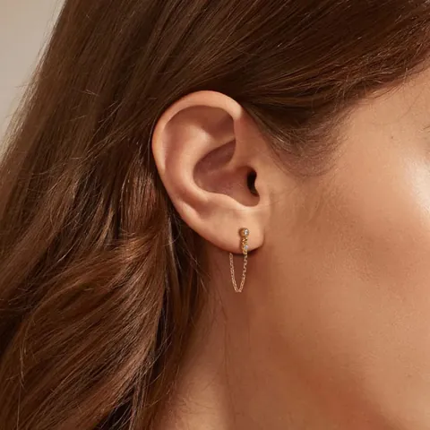 925 Sterling Silver Tassel Chain Stud Earrings For Women Elegant Zirconia Inlaid Plated Drop Earrings Fashion Jewelry Gift
