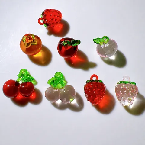 Fruit Charms Resin Pendants Strawberry Peach Apple Transparent DIY Jewelry Making Craft Accessories For Earrings Keychains