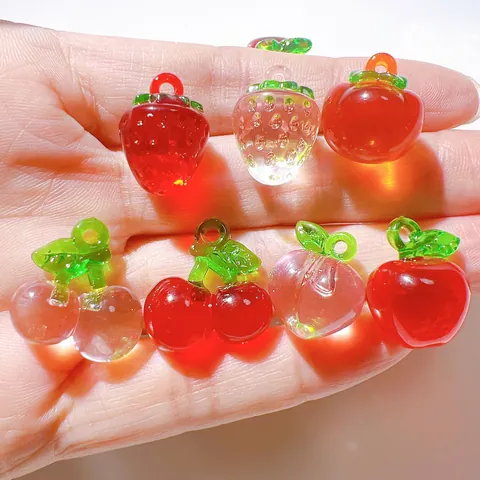 Fruit Charms Resin Pendants Strawberry Peach Apple Transparent DIY Jewelry Making Craft Accessories For Earrings Keychains