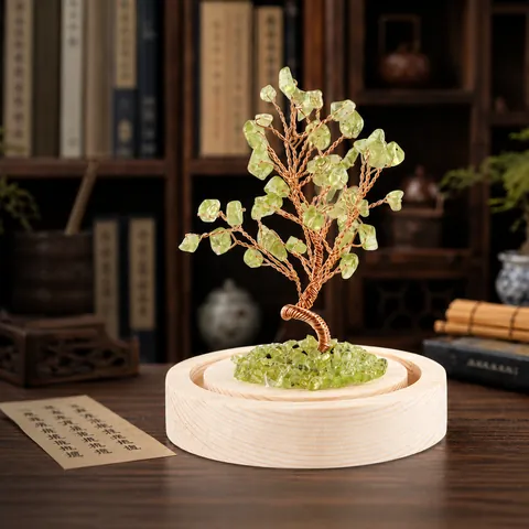 Albero Dei Soldi In Cristallo Naturale Bonsai Di Pietre Preziose Con Filo Di Rame Cupola In Vetro E Base In Legno