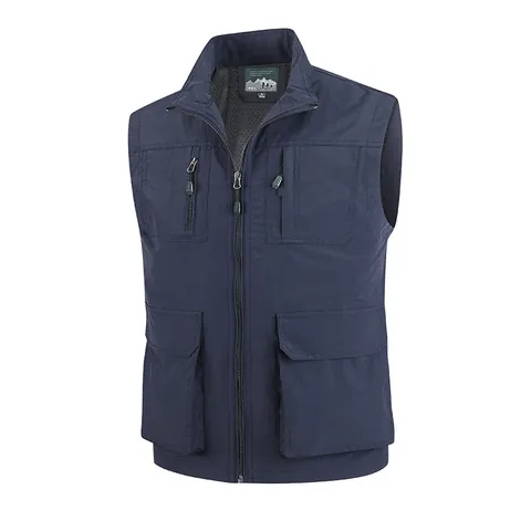 Men's Outdoor Multi-Pocket Fishing Vest Nylon Quick Dry Casual Stand Collar Workwear Sleeveless Top For Photography Hiking