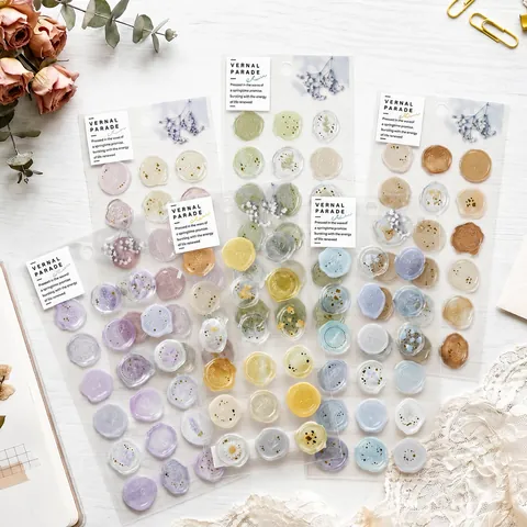Imitation Wax Seal Stickers PVC Relief Envelope Sealing Scrapbooking Journal Vintage Floral Labels Self Adhesive