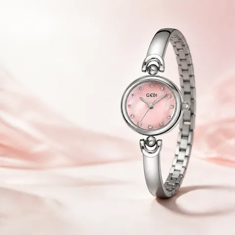 Montre à Quartz Femme Bracelet Jonc Alliage Acier Inoxydable Strass Bracelet Montre Bracelet Cadran Nacre Imperméable Mode Bijoux