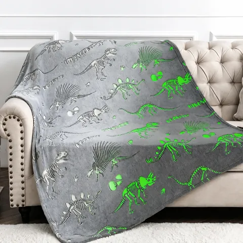 Manta De Franela Brillante En La Oscuridad Suave Felpa Para Cama Sofá Patrones Dibujos Animados Niños Navidad Halloween