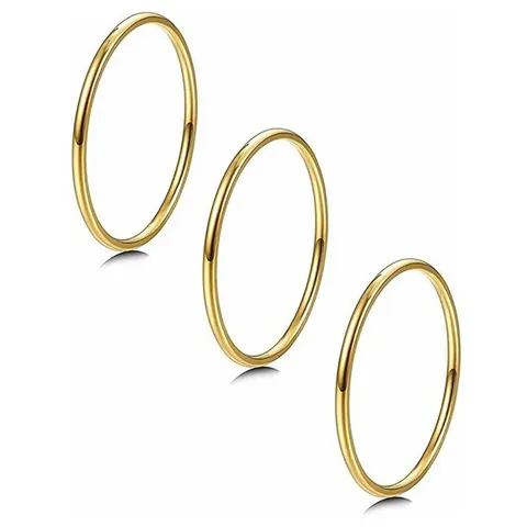 Minimalist Thin Titanium Steel Plain Band Stacking Rings For Women Men Gold Silver Plated Geometric Jewelry Finger Rings