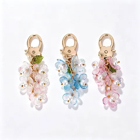 Blumen Schlüsselanhänger Leuchtend Harz Blume Tasche Anhänger Mit Kunstperle Legierung Blume Haken Für Damen Mädchen Schmuck