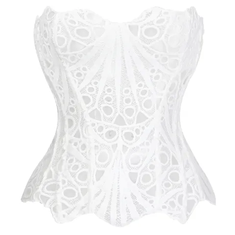 Vintage Palace Lace Corset Top For Women Sexy Floral Print Hollow Out Mesh Breathable Bustier Sleeveless Body Shaper Top