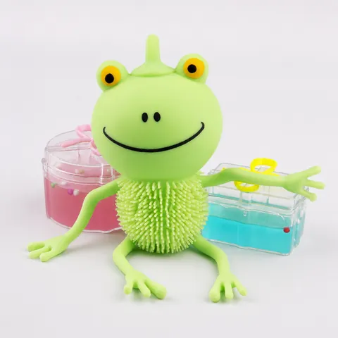 Large Cartoon Frog Squishy Inflatable Stress Relief Toy Slow Rebound Spiky Sensory Ball Glow LED Fidget Toy Gift For Kids Adults