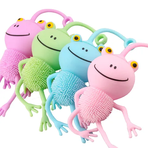 Large Cartoon Frog Squishy Inflatable Stress Relief Toy Slow Rebound Spiky Sensory Ball Glow LED Fidget Toy Gift For Kids Adults
