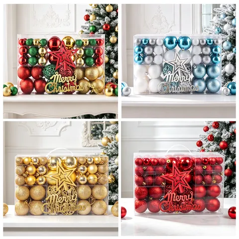 Boules de Noël Incassables en Plastique Pour Décoration de Sapin Ajourées et Peintes Pour Fête de Fin d'Année