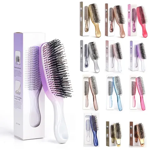 Scalp Massage Hair Brush Electroplated Detangling Comb Portable Styling Tool For Haircare Head Cleaning Professional