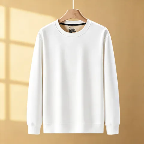 Felpa Uomo a Nido d'Ape Foderata in Pile Caldo Girocollo Pullover Top Business Casual Tinta Unita Manica Lunga Felpa