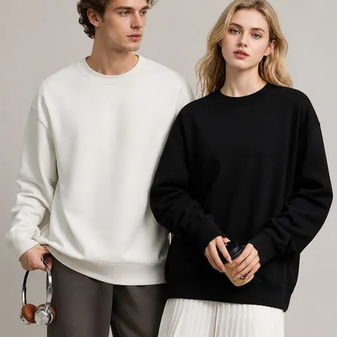 Men's American Retro Oversized Cotton French Terry Pullover Hoodie Solid Color Drop Shoulder Loose Sweatshirt Top