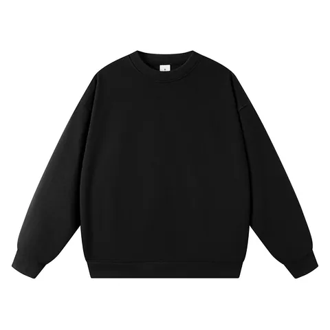 Men's American Retro Oversized Cotton French Terry Pullover Hoodie Solid Color Drop Shoulder Loose Sweatshirt Top