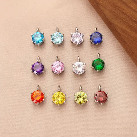 45cm 5*9mm 304 Acciaio Inossidabile Pietra Portafortuna Zircone Rotondo Accessori Gioielli Ciondolo Catena