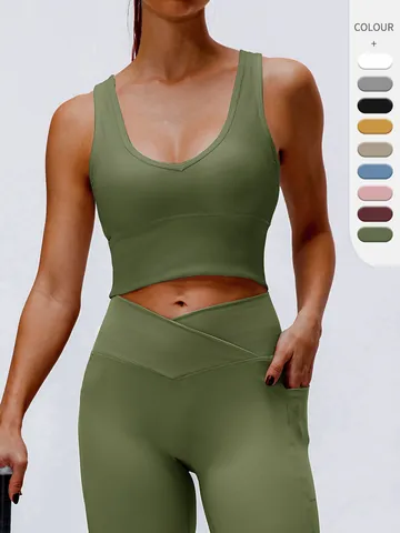 Women Ribbed Yoga Vest High Elastic Sports Top For Running Fitness Gym Seamless Reversible Nylon Spandex Tank Top