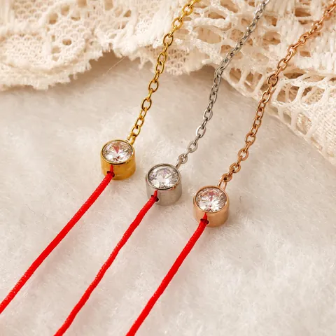 Minimalistisch Edelstahl Rotes Seil Armband Für Damen Herren Rund Strass Eingelegt Glück Spleißen Fußkettchen Schmuck Geschenk