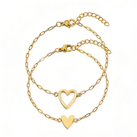 Bracelet Cœur Creux en Acier Inoxydable pour Femme Plaqué Or Argent Chaîne Trombone Réglable Bijoux Minimalistes Cadeau