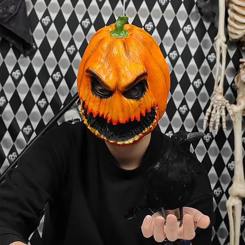 Halloween Horror Pumpkin Latex Mask Scary Monster Full Head Mask For Cosplay Party Masquerade Adult Costume Accessory
