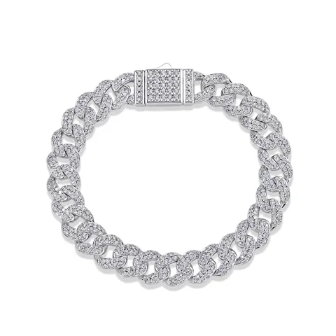 10mm Hip Hop Moissanit 925 Sterlingsilber Panzerkette Armband Für Damen Herren Iced Out Bling Schmuck Für Party Geschenk