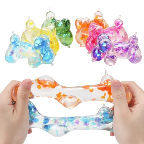 Glitzer Pailletten Blasenhund Squishy Stressabbau Langsamer Rückprall Quetschspielzeug Für Jugendliche Erwachsene Durchscheinender TPR Ballonhund
