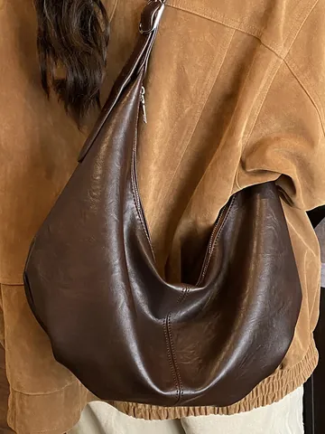Vintage Große Kapazität Hobo Tasche Für Damen 2025 Herbst Neue Mode Vielseitige Pendler Schultertasche PU Leder Casual Umhängetasche
