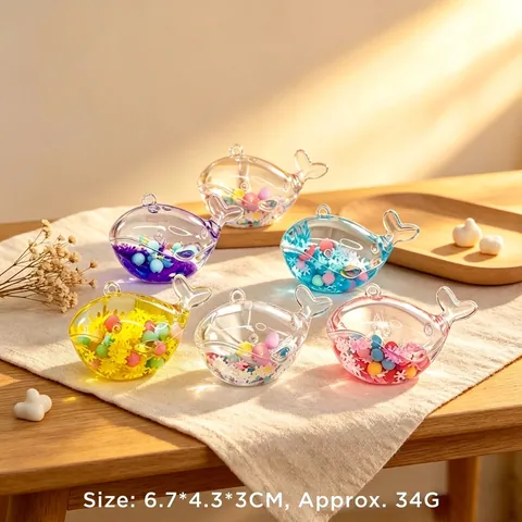 Portachiavi Luminoso in Acrilico Sabbie Mobili Carino Ape Fiore Libro Ciondolo per Zaino Decorazione Borsa Fluorescente