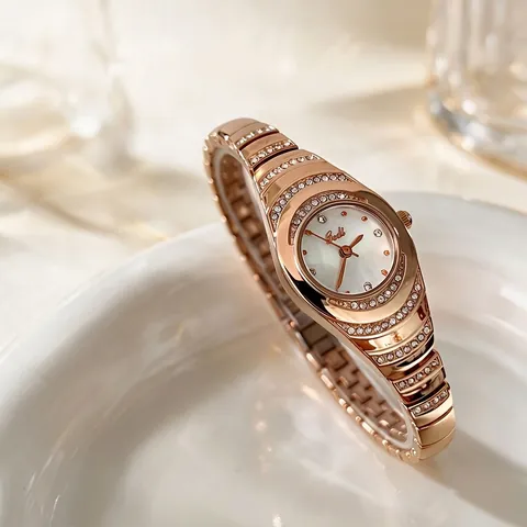 GEDI Luxury Women Rhinestone Quartz Watch Alloy Bracelet Waterproof Elegant Fashion Jewelry Watch Gift For Her