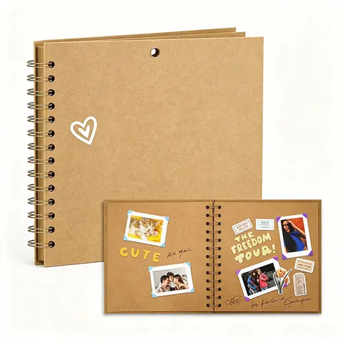 DIY Scrapbook Φωτογραφικό Άλμπουμ Kraft Χαρτί Σπιράλ Τετράγωνο Σκληρό Εξώφυλλο Χειροποίητο Βιβλίο Αναμνήσεων Για Γάμο Επέτειο Αποφοίτηση Δώρο
