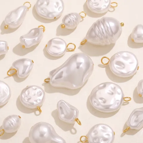 Baroque Imitation Artificial Pearl Pendant Stainless Steel Gold Plated Irregular Heart Teardrop Charm For DIY Jewelry Making Accessories