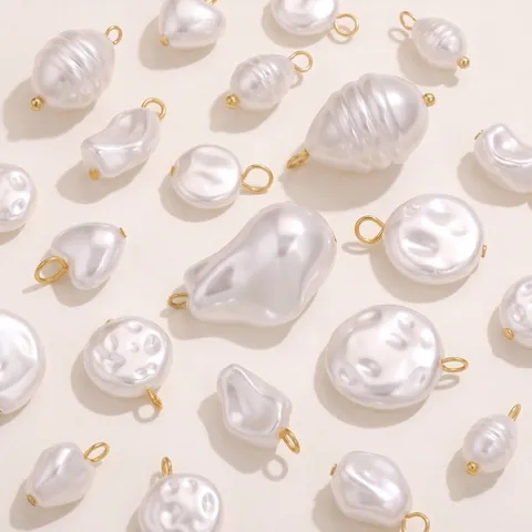 Baroque Imitation Artificial Pearl Pendant Stainless Steel Gold Plated Irregular Heart Teardrop Charm For DIY Jewelry Making Accessories