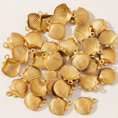 Breloques en Acier Inoxydable Plaqué Or 18K Forme Coquillage Pendentifs pour Fabrication de Bijoux DIY