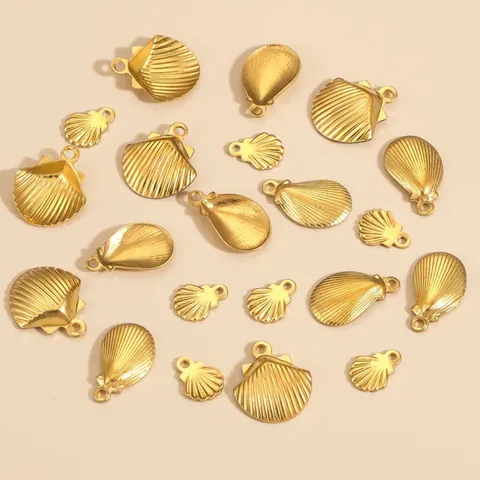 Breloques en Acier Inoxydable Plaqué Or 18K Forme Coquillage Pendentifs pour Fabrication de Bijoux DIY