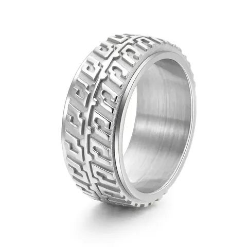 Herren Drehbar Reifenprofil Spinner Ring Edelstahl Punk Biker Band Mechanisch Industrieller Stil Finger Schmuck Geschenk