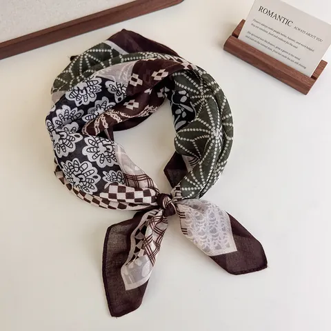 Bandana Cuadrada Vintage Americano Patchwork Estampado de Cuadros Accesorio para el Cabello para Festival de Música Hip Hop Mujer