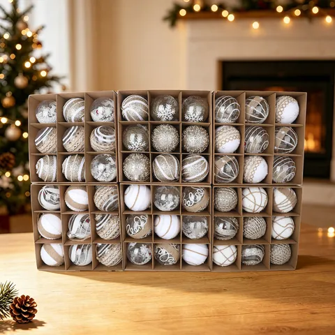 Luxus PET Weihnachtsball Ornaments Set Mit Hanfseil Rentier Schneeflocke Hängende Dekorationen Für Weihnachtsbaum Haus Party Deko