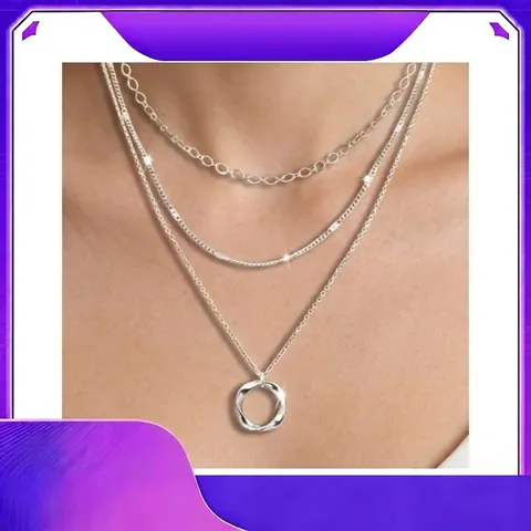Minimalist Multi Layered Necklace For Women 14K Gold Silver Plated Copper Square Plate Snake Bone Chain Rhinestone Jewelry Gift