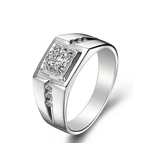 Vintage Geometric Square Alloy Rhinestone Ring Unisex Electroplated Fashion Inlaid Band Ring